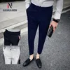 Herenpakken 2024 lente en zomer slim fit skinny Britse casual enkelbroek Koreaanse stijl veelzijdig pak