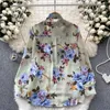 Blusas de mujer Gagarich camisa retro francesa mujer principios de primavera 2024 elegante traje diseño de cuello impreso slim fit blusa superior versátil