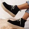 Chaussures Nouvelles 2024 Automne Hiver Chaussures décontractées de grande taille pour les femmes Confort Round Toe Lace Up Platform Chaussures High Top Sneakers Femme Chaussures