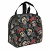 Day Of The Dead Halen Isolierte Lunchtaschen, auslaufsicher, Zuckerschädel, Rose, Mahlzeitbehälter, Kühltasche, Tragetasche, Lunchbox, Schule, Picknick, 40Iv#