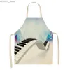 Tabliers note de musique guitare piano cuisine tablier femme coton lin bib nettoyage ménage tablier ménage tablier 68x55cm y240401txm7