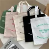 Femmes Canvas Shop Sac Paris Lettres Print Sac Sac Eco Cott Linen Shopper Sacs Tissu Tissu Tabag Tote pour filles Z0AM #