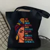 Je suis femme noire grandes boucles d'oreilles lettre impression boutique sacs réutilisables grande capacité toile décontracté fi cadeau sac fourre-tout A2id #