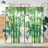 Window Stickers Glass Frosted Bamboo Pattern Self-Adhesive Anti Glare Opaque Flower Bathroom Film