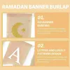 Party Decoration Flower Garlands Pull Flag Burlap Banner Eid Bunting Wreath Ramadan Linen Hanging