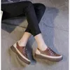 Casual Shoes 2024 Women's Genuine Leather Soft Sole Low Top Single Shoe Large Size Retro Flat Bottom Round Toe Zapatos Para Mujeres