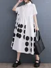 Party Dresses Black Vintage Polka Dot Shirt For Women Summer i Kort ärm Loose Casual Long Dress Fashion Elegant Clothes 2024