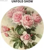 Bordduk Vintage Shabby Chic Pink Rose Floral Round Tracloth 60 tum Bord Täck Vattentäta borddukar för matbordsfest camping Y240401