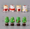 Figurine de chat porte-bonheur 3D Miniature, modèle d'arbre du nouvel an, Micro paysage, décoration de Table de maison, ornement de voiture, 8 pièces/ensemble