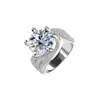 Cluster Ringen JECIRCON 925 Sterling Zilveren Grote Moissanite Ring Voor Vrouwen 3/5 Kleur Volledige Diamond High-end Temperament Wedding band