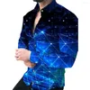 Chemises décontractées pour hommes Printemps 3D Imprimé Motif à carreaux Floral Hommes Chemise à manches longues Revers avec bouton Y2K Mode Slim Vêtements