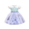 Summer Princess Dress Kort ärm Mesh Dress Söt tjej Christmas Children Dress