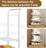 Kitchen Storage 5-Tier Rolling Utility Cart Detachable With Lockable Wheels Living Room Office Rack (White)