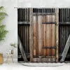 Shower Curtains Rustic Wooden Board Curtain Farmhouse Old Wood Plank Dark Brown Bath Fabric Bathroom Accessorry Sets With Hooks