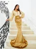 Casual Dresses Missord Yellow Velvet Mermaid Evening Women Elegant V Neck Lantern Sleeve Sequin Bodycon Maxi Prom Party Dress Long Gown