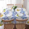 Tovaglia Estate Limone Foglie Blu Tovaglie rettangolari Decorazioni per feste Tovaglia da tavolo impermeabile per cucina Sala da pranzo Decor Y240401