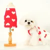 Vêtements pour chiens Gilet Chiens Imprimer Vêtements en coton Mignon Coeur rouge Chiot d'été Petit T-shirt respirant Chihuahua Maltais Teddy