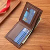 Men Pourse Black Coin Wallet Male Busin Cards d'identité Holder Pu Leather multiples fentes décontractées grande capacité Dollar Coin Mey sacs 51JZ #