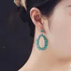 Kolczyki Dangle Faux Turquoise Bohemian Styl z geometrycznym projektem kształtu retro nierdzewna dla kobiet