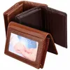new Men Wallets Genuine Leather Short Coin Purse Small Credit Card Holder Wallet for Male Black RFID Card Holder Bifold Cover E1Nt#