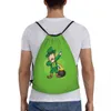 Anpassad rolig Dabbing Leprechaun St Patricks Day DrawString Bag för butik Yoga ryggsäckar Kvinnor Män sport Gym Sackpack D7ZU#