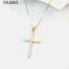 Chaînes 10 pièces Classique Croix Pendentif Collier Pave Minuscules Perles Perle O Forme Belle Femme Cadeau 52816