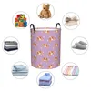Wäschesäcke, faltbarer Korb mit Köpfen, runder Aufbewahrungsbehälter, großer Wäschekorb, zusammenklappbarer Kleidungsspielzeug-Eimer-Organizer