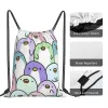 Penguin Snles Rucksack FI tragbare Kordelbeutel Draw String Bündel Pocket Bag Buchbeutel für Mann Frau Studenten S64R#