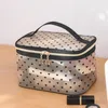 Fi Black Nyl Mesh Cosmetic Fags Corean Love Heart Framprent Travel Makeup Bag for Women Girls E2ij#