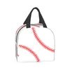 imiss Baseball Lace Sport Reusable Insulated Lunch Bag Ball Red Line Cooler Tote Box with Frt Pocket Zipper Closure for Woman 722S#