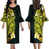 Robes de soirée Style de robe pour femmes motif artistique personnalisé mode tribu polynésienne 2024 Design tempérament de manchette à volants