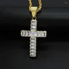 Collane con ciondolo Hip Hop CZ Pietra pavimentata Bling Iced Out Colore oro Titanio Acciaio inossidabile Collana con pendenti croce per uomo Gioielli rapper