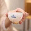 Ensembles de service à thé, tasse à thé Lotus peinte à la main, ensemble de tasses à thé en céramique, tasses principales, bol chinois en porcelaine blanche, cadeau