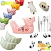 Kitchen Storage 1pc Spoon Fork Rest Tableware Luck Dragon Panda Cutlery Stand Chinese Chopsticks Holder Ceramic Knife Racks