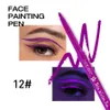 12 teile/satz Fluoreszierende Nacht Leuchtende Bunte Flüssige Eye Liner Bleistift Wasserdicht Regenbogen Weiß Rosa Farbe Eyeliner Stift 240327