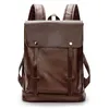 fi Retro Men's Backpack Large-capacity School Bag Design de luxo Laptop Backpack Men High Quality PU Leather Travel Backpack S8sT #