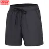 Mens Beach Pants Snabbtorkning av badstammar Solid Color Pocket Pocket Mesh Fodrade Shorts