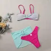 Women's Swimwear 2024 3-piece Block Color Bikini Clothing Mesh Skirt Swimsuit Summer Vacation Beach Outfits Micro Bathing Suit