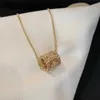 Originalità del marchio Van v Gold Calace caleidoscopio per donne con perle di diamanti e bordo placcato a 18k rosa popolare clavicola