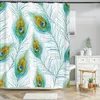 Tende da doccia Modello di piume Tenda impermeabile Tessuto in poliestere Decorazioni per la casa Bagno moderno nordico minimalista con fiori