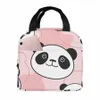 carino Panda Bear Face Lunch Bag Borsa per adulti Tote Bag riutilizzabile Lunch Box Ctainer per donna Uomo Scuola Lavoro d'ufficio 46iX #