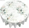 Table Cloth Spring Leaf Floral Tablecloth Round 60 Inch Sage Green Table Cloth Watercolor Teal Tucalyptus Table Cloth Waterproof for Dining Y240401