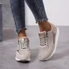 캐주얼 신발 여성 골드 스니커즈 지퍼 플랫폼 트레이너 레이스 업 테니노 Zapatos de Mujer Womens