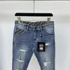 2024 frühling Herbst Distrressed Zipper männer Jeans Licht Gewaschen Gestreiften Mann der Lange Bleistift Hosen WCNZ019