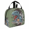 t Rex Dinosaur Print Lunch Bag per le donne Resuable isolato Thermal Cooler Carto Dino Lunch Box Office Picnic Travel Food Borse y5dG #