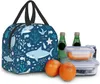 insulated Lunch Bag for Work School Picnic Blue Cute Shark Cooler Lunch Box Ctainers for Adults Thermal Tote Portable Reusable X2qF#