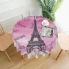 Table Cloth Paris Eiffel Tower Round 60 Inch Cloths Polyester Tablecloth Washable Cover For Tabletop Decor