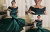 2020 الرائعات الرائعة الأكمام غشاء غامق فستان حفلة موسيقية خضراء حوريدا