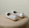 Sıradan Ayakkabı Kadın Bale Daireler Toe Toe Papinik Bez Düz Moazlar Işık Yürüyüşünde Moda Kayması