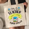 Sono un insegnante Qual è il tuo negozio Super Power Canvas Tote Bag casual riutilizzabile per la borsa di stoccaggio per la borsa del regalo dell'insegnante 02FS#